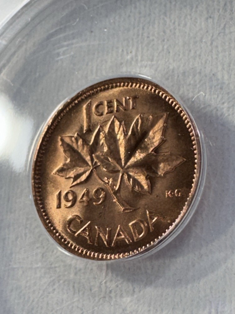1949 Canada 1 Cent Graded MS 65 Rd by ANACS