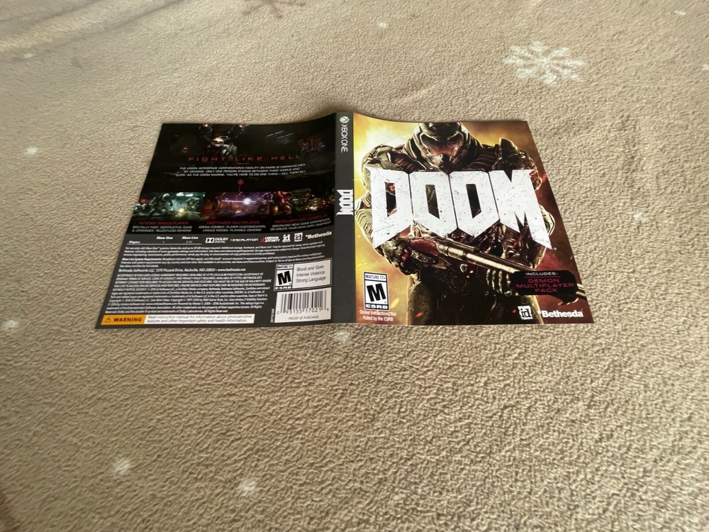 Original Cover Art Only - Xbox One - Doom