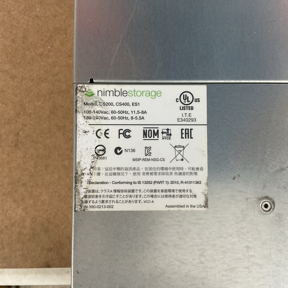 Nimble Storage Array CS200 CS400 ES1 Storage Array