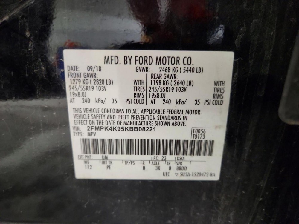 2019 FORD EDGE RR Door Trim Panel