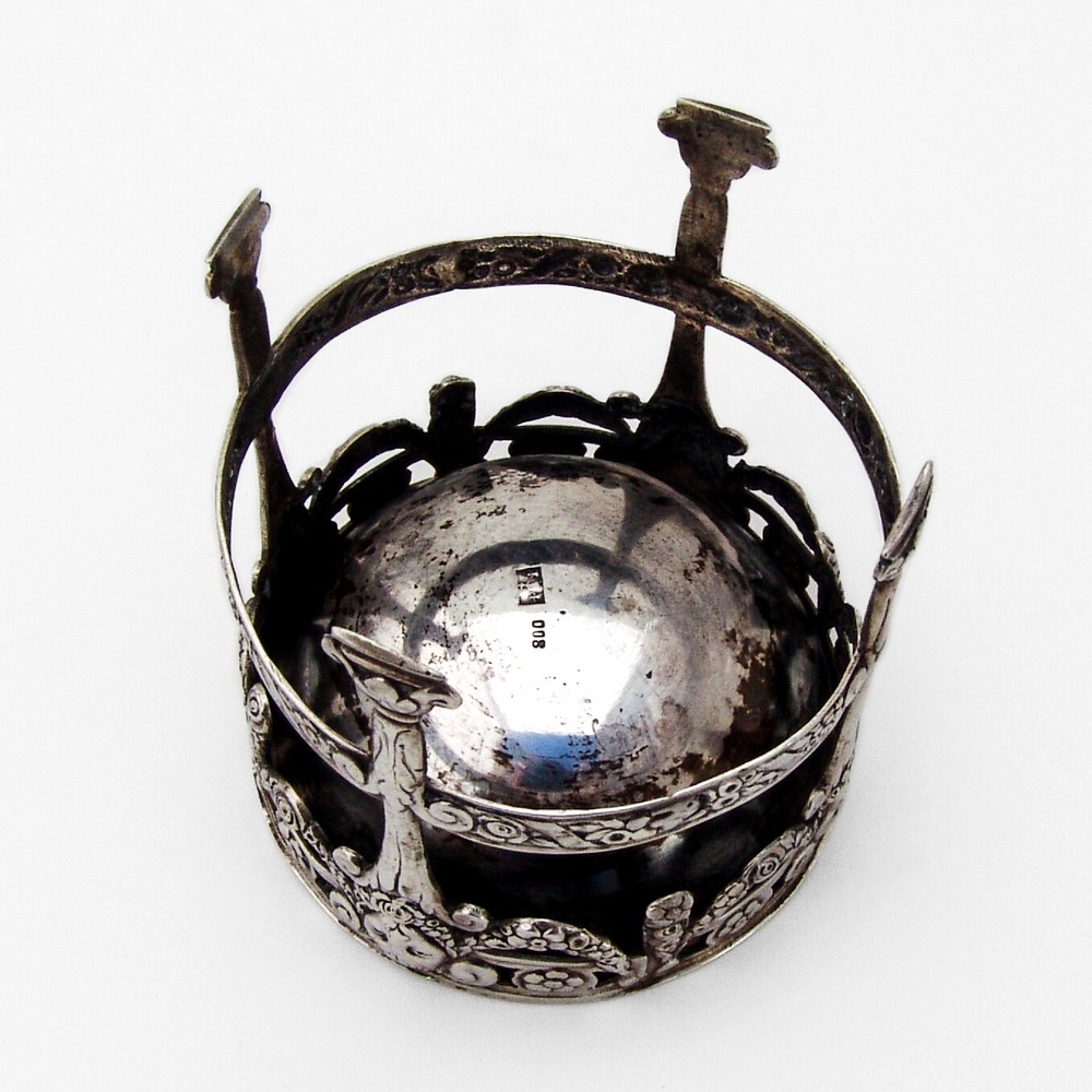Ornate Open Work Design Open Salt Dish Hanau 800 Silver