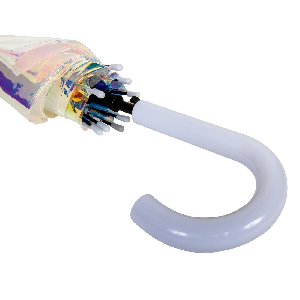 Iridescent Stick Umbrella, 50" Canopy Coverage, Crook Handle