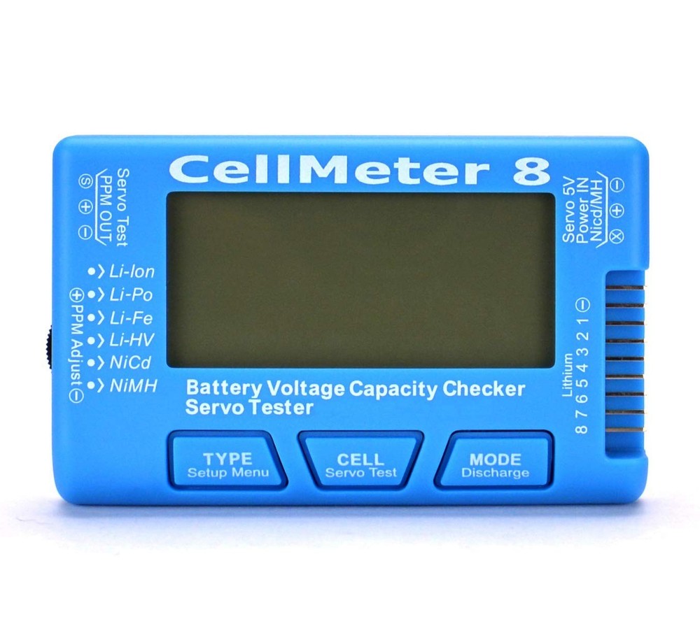 RC CellMeter 8 Digital Battery Capacity Checker Battery Voltage Tester LCD Ba...