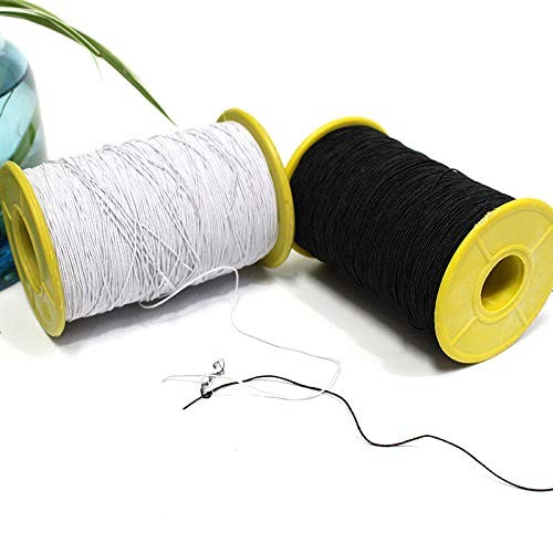 (2 Rolls) White AND Black Elastic Thread 547 Yard Package 0.5mm Thickness