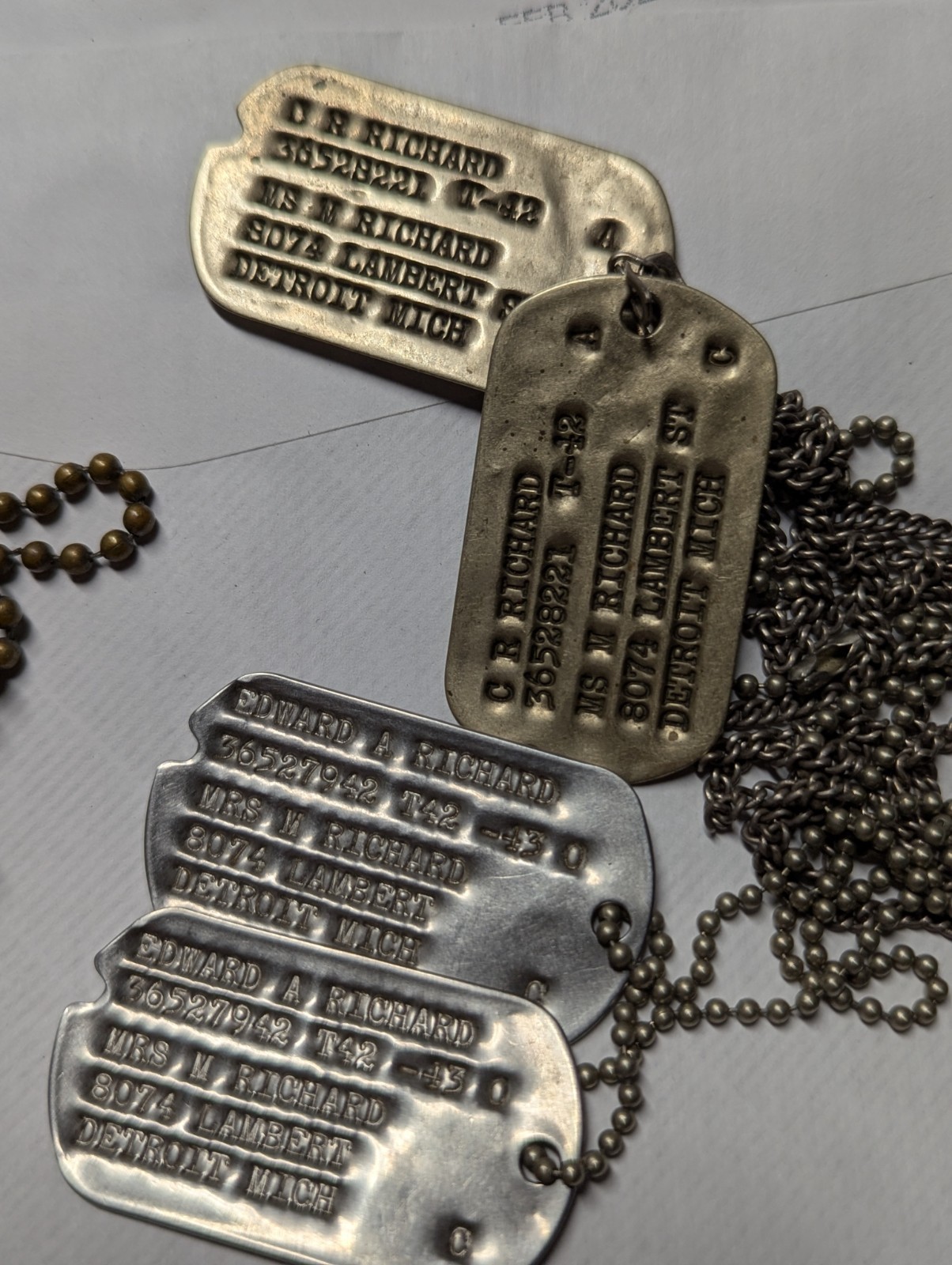 WW2 US Army / USN Dog Tag Pairs to Same Man - Andrew Norman Richard & Brothers?