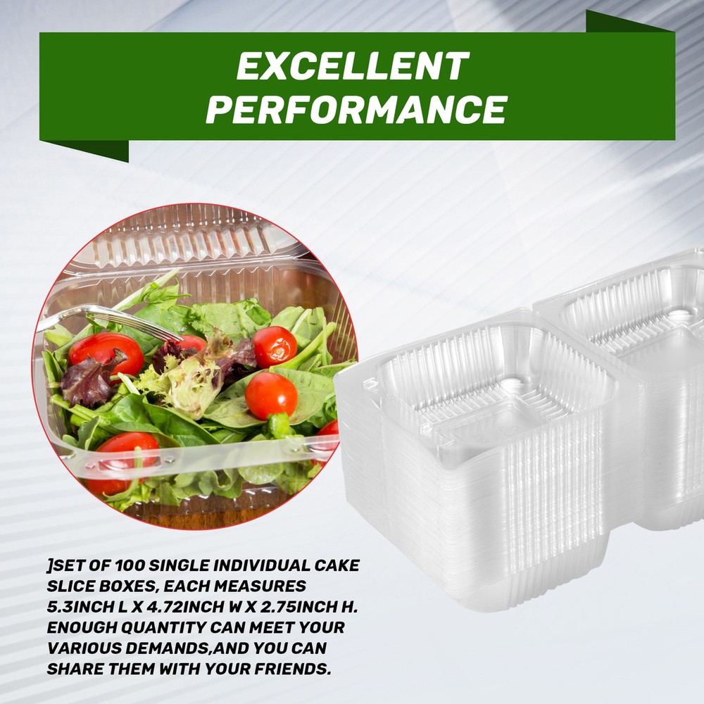 100Pcs Single Individual Cake Boxes Dessert Containers Cheesecake5096