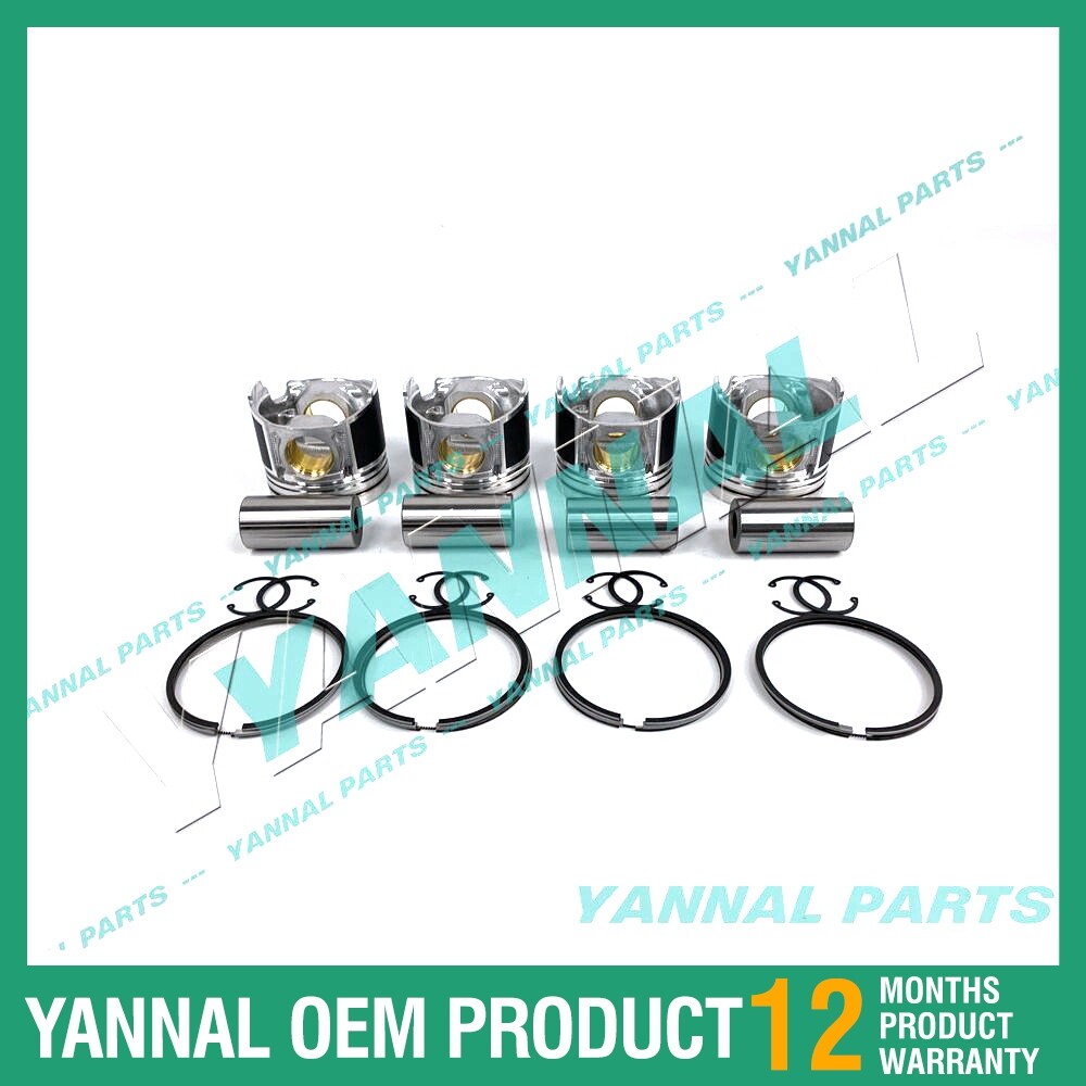 4Pcs Piston With Piston Ring+0.5mm For Yanmar 4TNE98 engine (oversize)