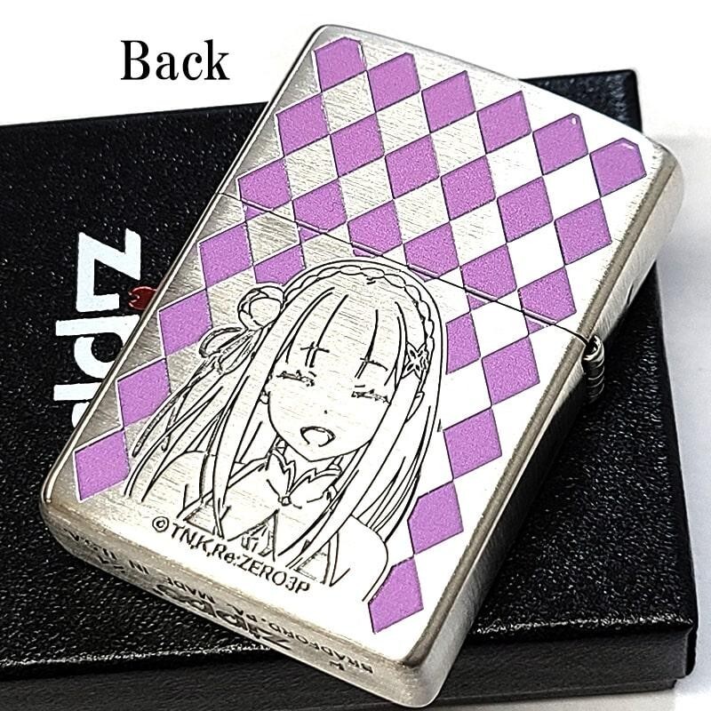 Zippo Re Zero Emilia Silver Satin Etching 2 Sided Processing Lighter Regular