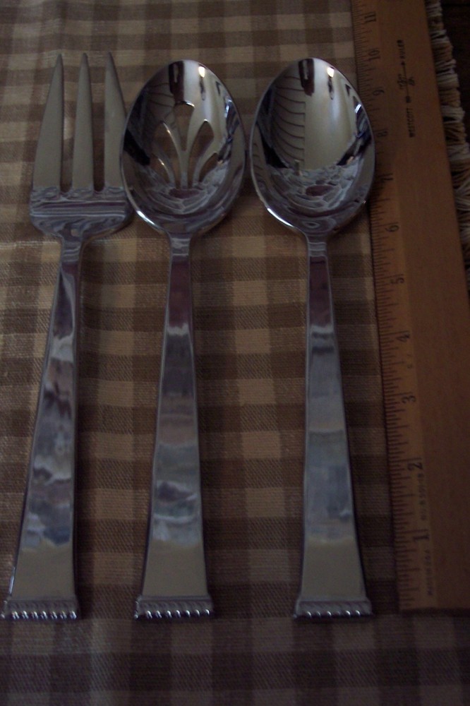 3 pc reed & barton stainless steel flatware Classic Braid serving set