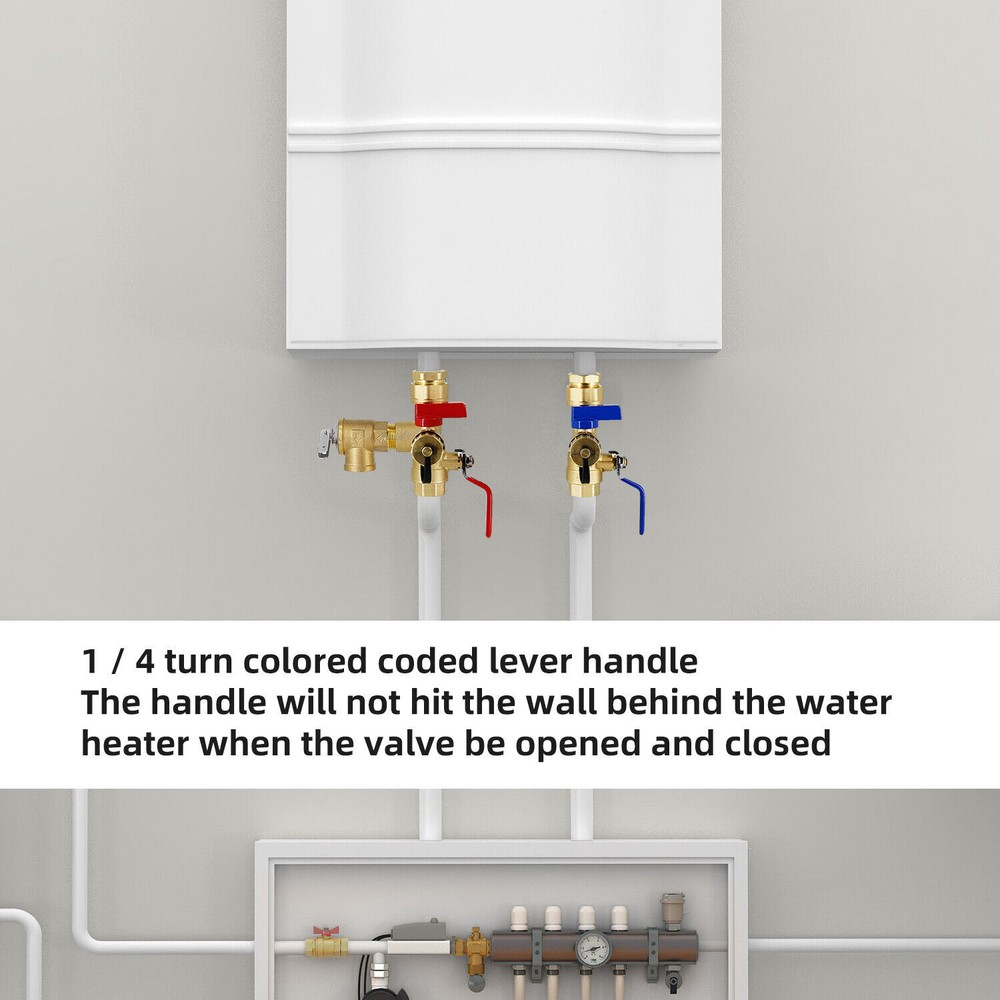 3/4" Tankless Water Heater Isolation Valve Kit Pressure Relief CSA approved used