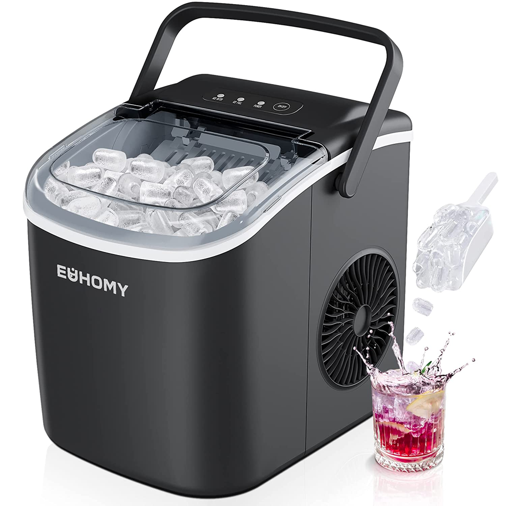 Countertop Ice Maker Machine with Handle Portable Ice Maker with Basket & Scoop