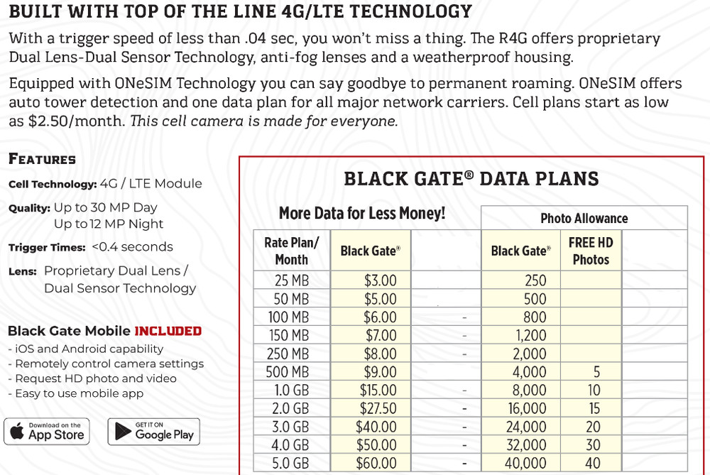 BLACK GATE R4G GEN2 4 CAMERA BUNDLE - CELLULAR TRAIL CAMERA VALUE BUNDLE
