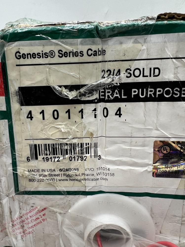 Honeywell Genesis 22/4 Solid Unshielded Cable 41071104 Red, 1000'