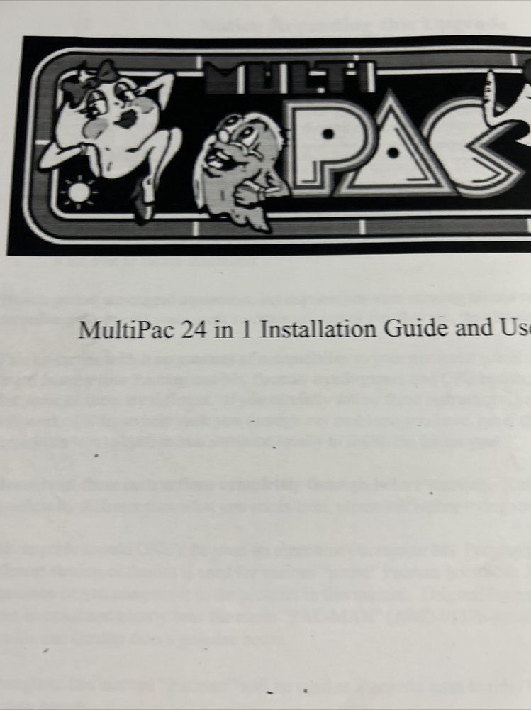 PAC Man Multi ARCADE VIDEO GAME owners manual