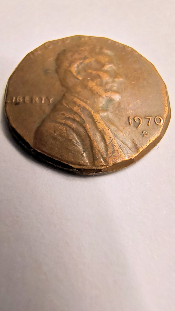 1970 D Lincoln Cent Clipped Planchet / Weak FG