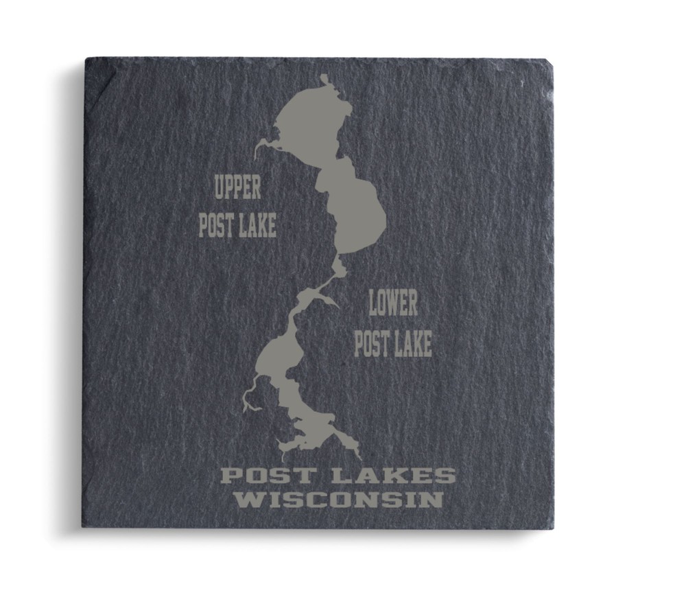 Post Lakes Wisconsin Custom Engraved Slate Coasters