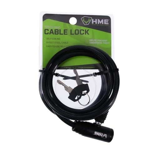6-Foot Coiling Hunting Tree Stand Cable Lock - Durable, Reliable, 2 Keys Include