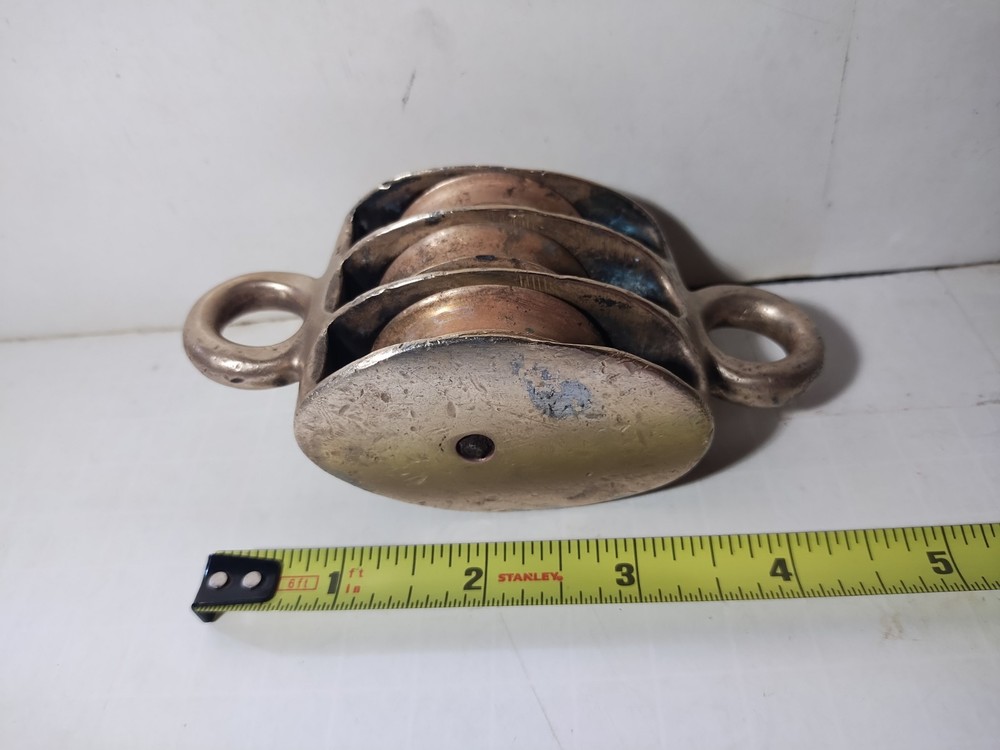 Antique Heavy Solid Brass Nautical Rigging Pulley