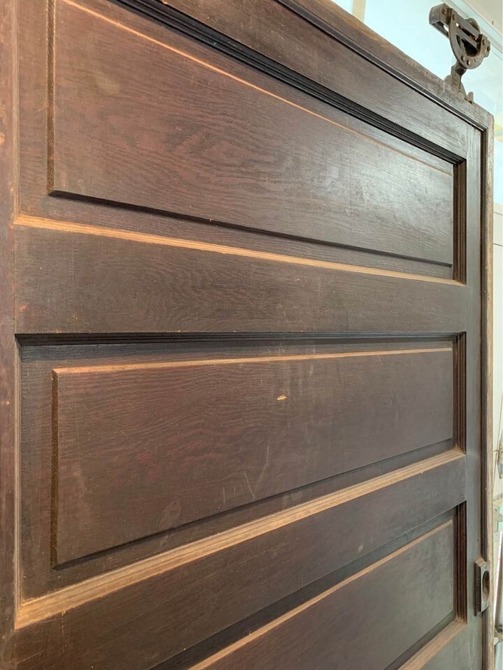 48x83” Locking Victorian 5-Panel Pocket Door w/ Rollers