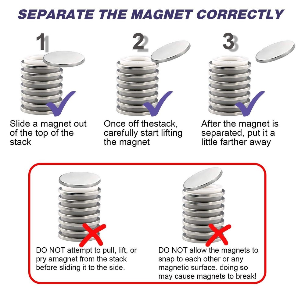 Durable Neodymium Disc Magnets, 2 Pack with 17 lbs Pull Force, 1.26'' Diameter