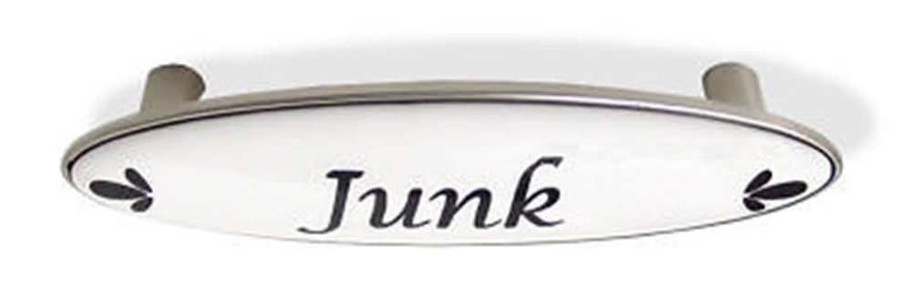 3" Junk Drawer Pull Satin Nickel and White Ceramic