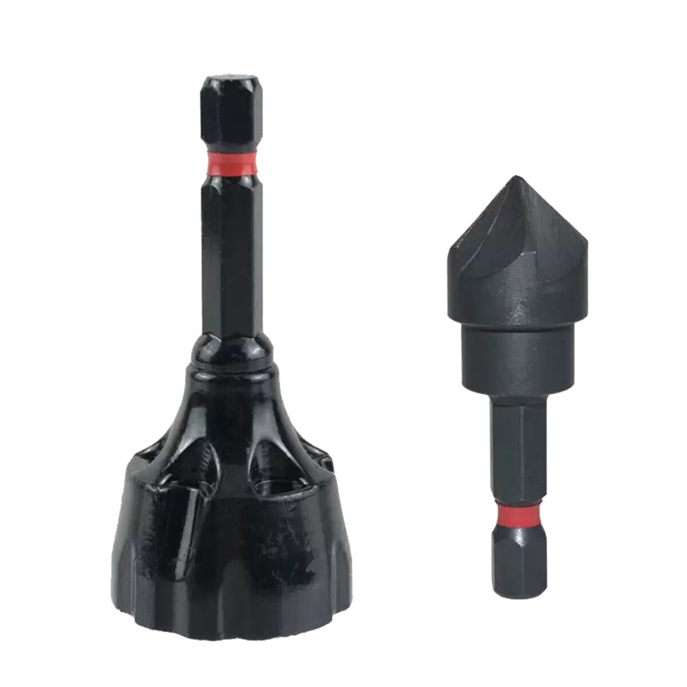 2 PC Deburring Chamfer Tool Set External Internal Rotary 5 Flute Countersink 82°