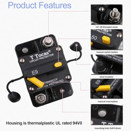 T Tocas 150 Amp Surface-Mount Circuit Breakers with Manual Reset Switch Button
