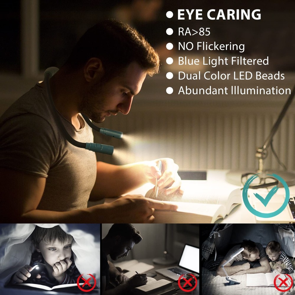 Neck Reading Light & Book Light for Reading in Bed - Hands , 6 Brightness Lev...