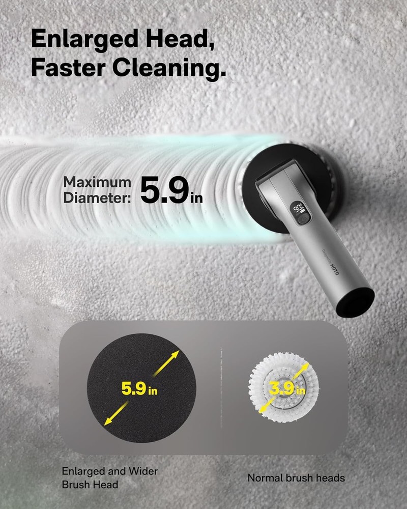 HOTO Flexi Cordless Electric Spin Scrubber, Adjustable Angle. NEW
