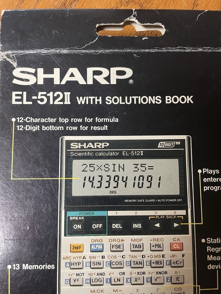Vintage Sharp EL-512II Scientific Calculator LCD Display + Solutions Book