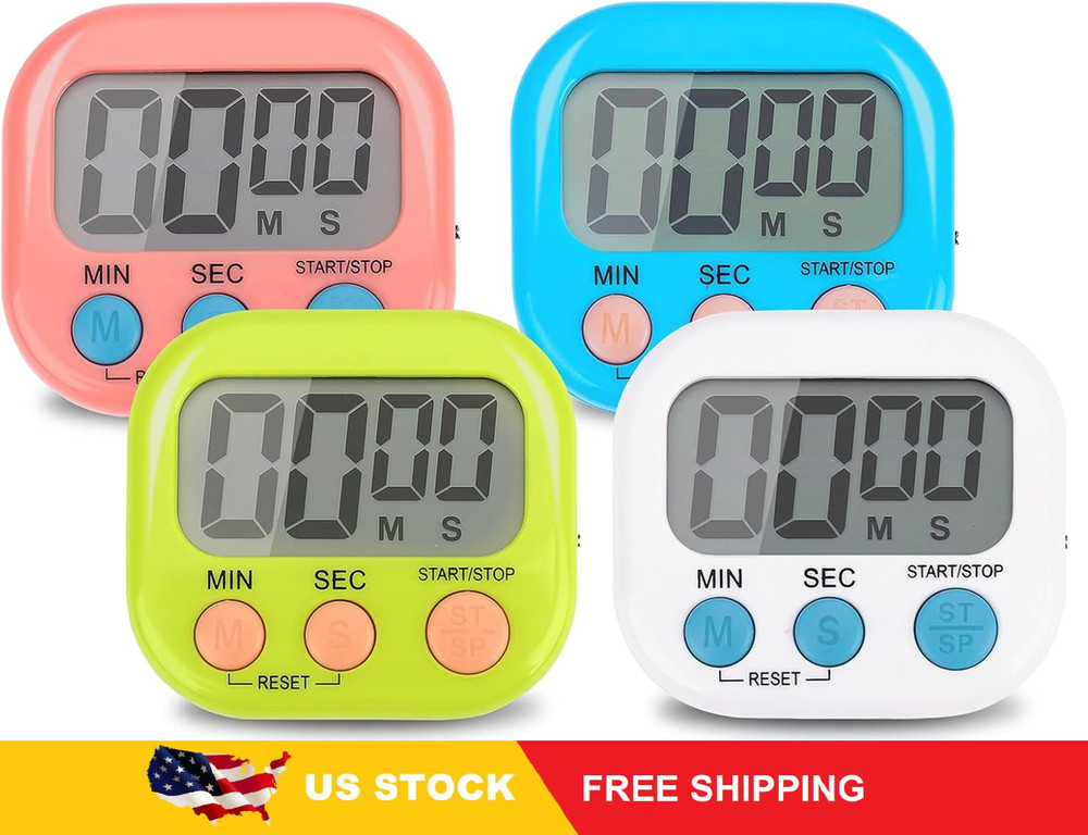 4-Piece Multi-Function Electronic Timer, Learning Management,for Kitchen, Study