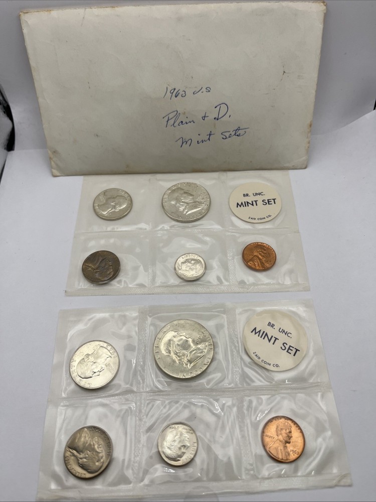 1963 US Silver Mint Sets Both P &D With Envelope