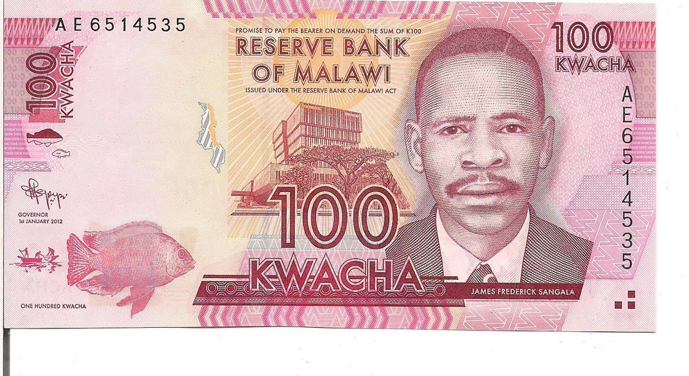 MALAWI, 100 KWACHA, Fish, 2012, UNC