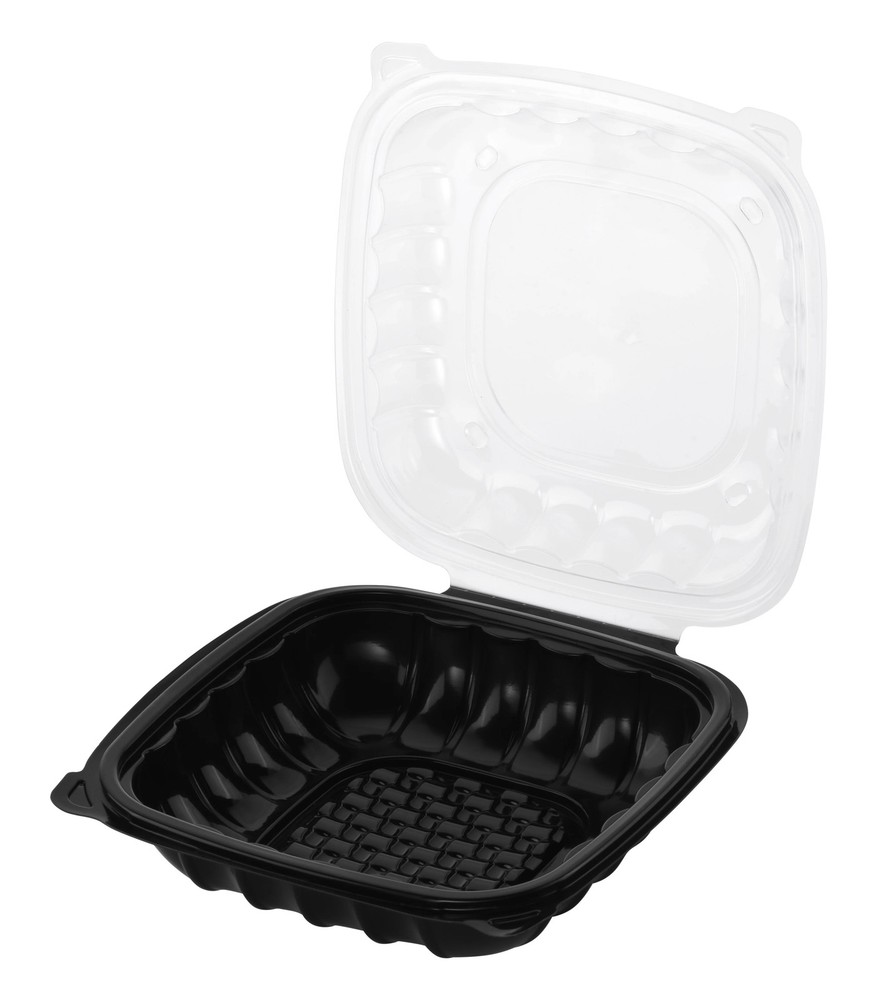 Hinged Duo-Colored PP Container, 8" x 8", 100pc (100/1)