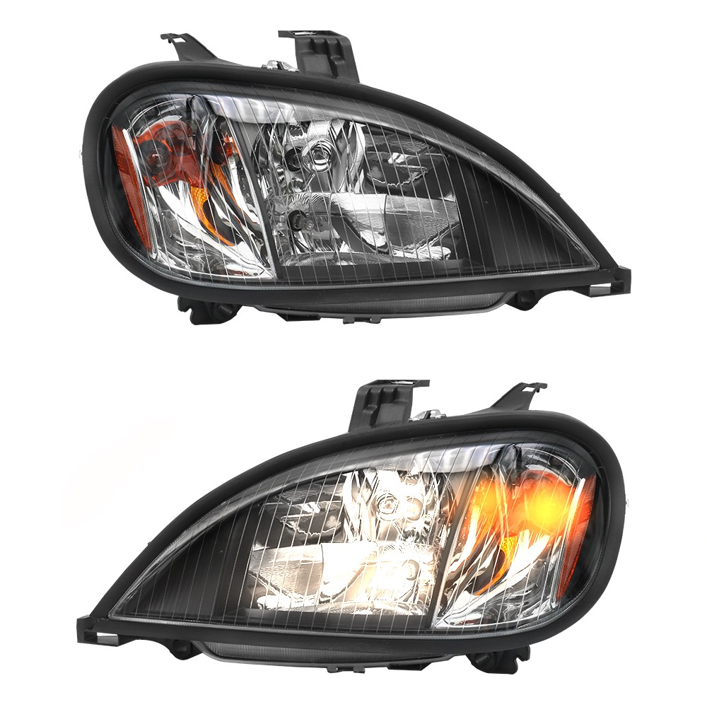 Black Halogen Headlights Assembly Compatible w/Freightliner Columbia 2004-2017 P