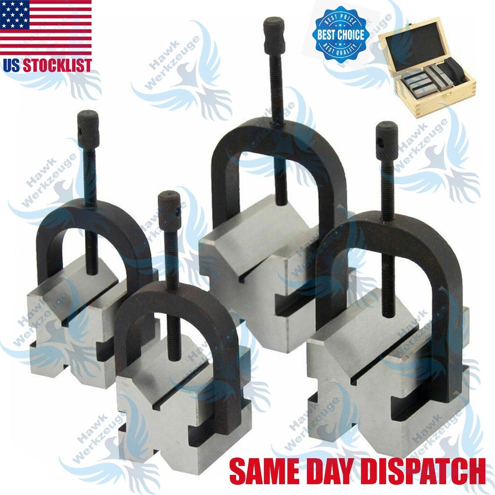 8 PCS ENGINEERS VEE BLOCKS CLAMP SET - V BLOCK MATCHED PAIR