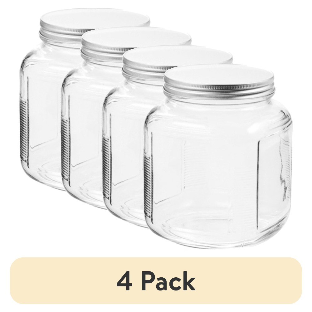(4 pack) Glass Cracker Jar with Lid, 2 Quart, Best Used for Kitchen