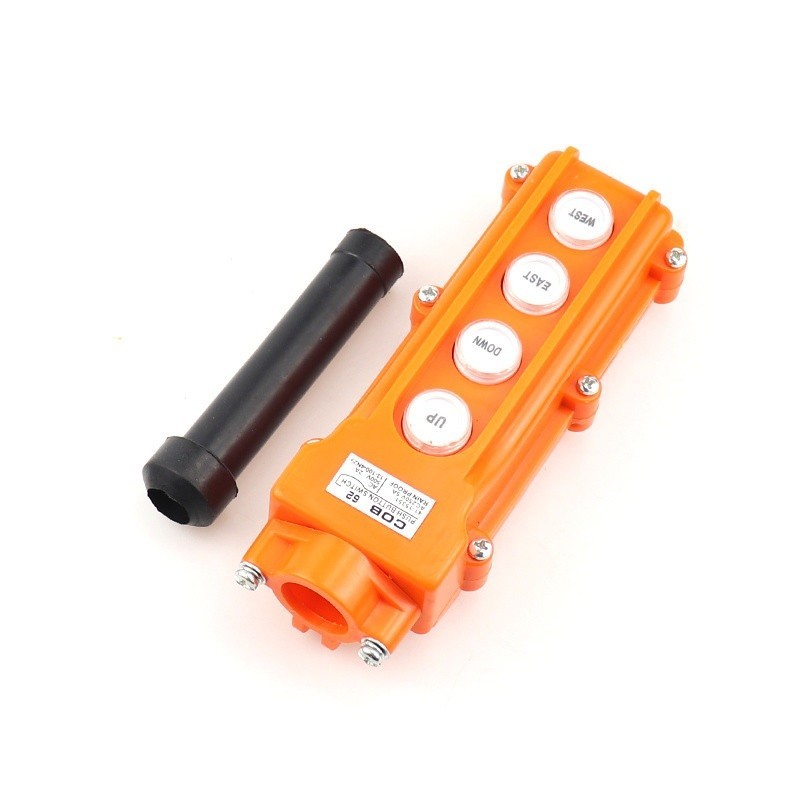 Crane Pendant Switch COB62 4 Way Push Button Orange Rainproof ABS Plastic