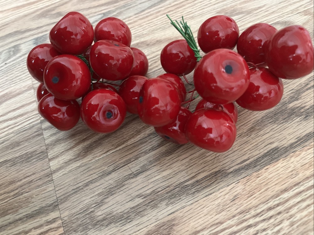 24 Pcs Red Artificial Cherries, Fake Fruit Decor Simulation Cherry Model