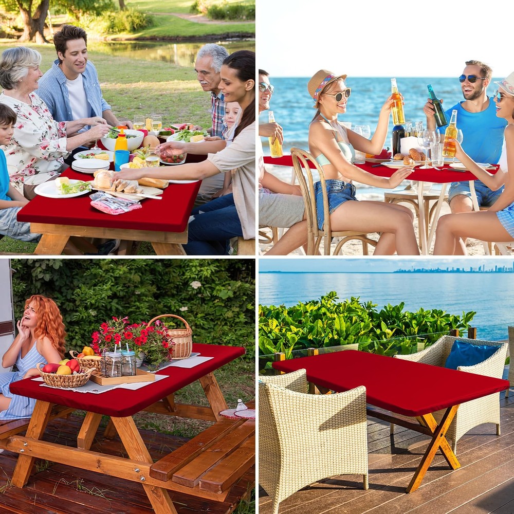 Rectangle Table Cloth Cover, Waterproof Polyester Elastic Fitted Tablecloth, ...