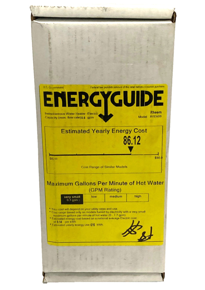 Rheem Non-Thermostatic Commercial Tankless Electric Water Heater 5.5kW, RTEH55