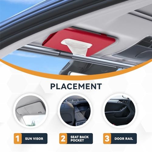 Car Tissue Holder, Sun Visor Organizer, Rectangular Sun Visor Napkin, Red