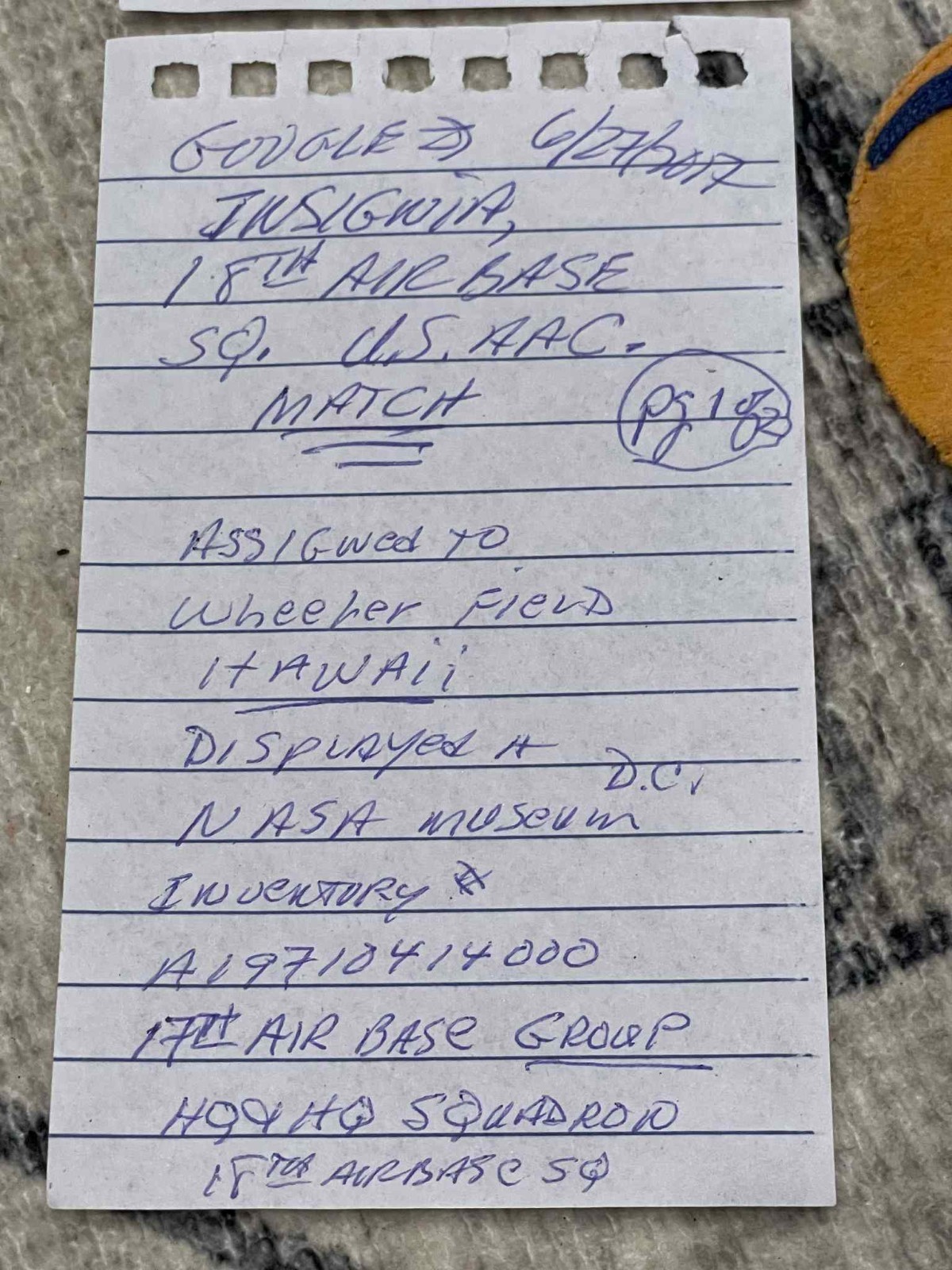 WW2 WWII USAAF US Army Air Force Grouping Patches Card Tab STATIONED IN HI 1941