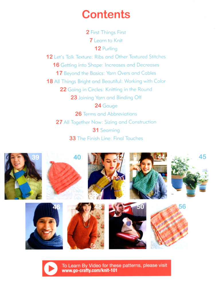 KNIT 101 Step-by-Step Guide, Go Crafty, 10 Easy Patterns