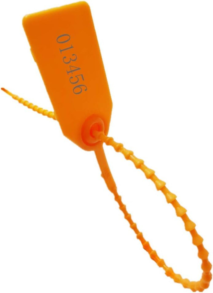 100 Pack Security Seals 9.84" Tamper Proof Pull Tight Tags Numbered Orange