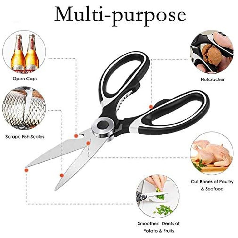 2 Pack Multipurpose Kitchen Shears Ultra Sharp Heavy Duty Scissors Black Red