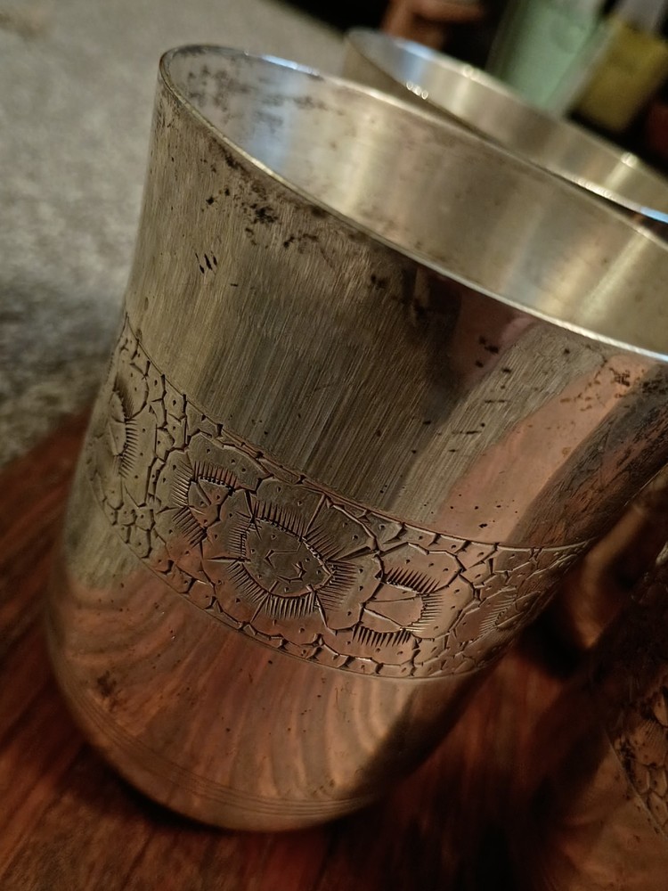 6 Silver Plated Antique Cups