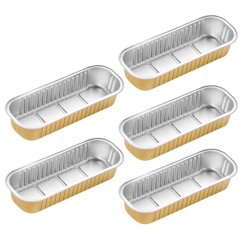 5 Pack Aluminum Foil Trays Thickened Tin Foil Boxes Rectangular Containers