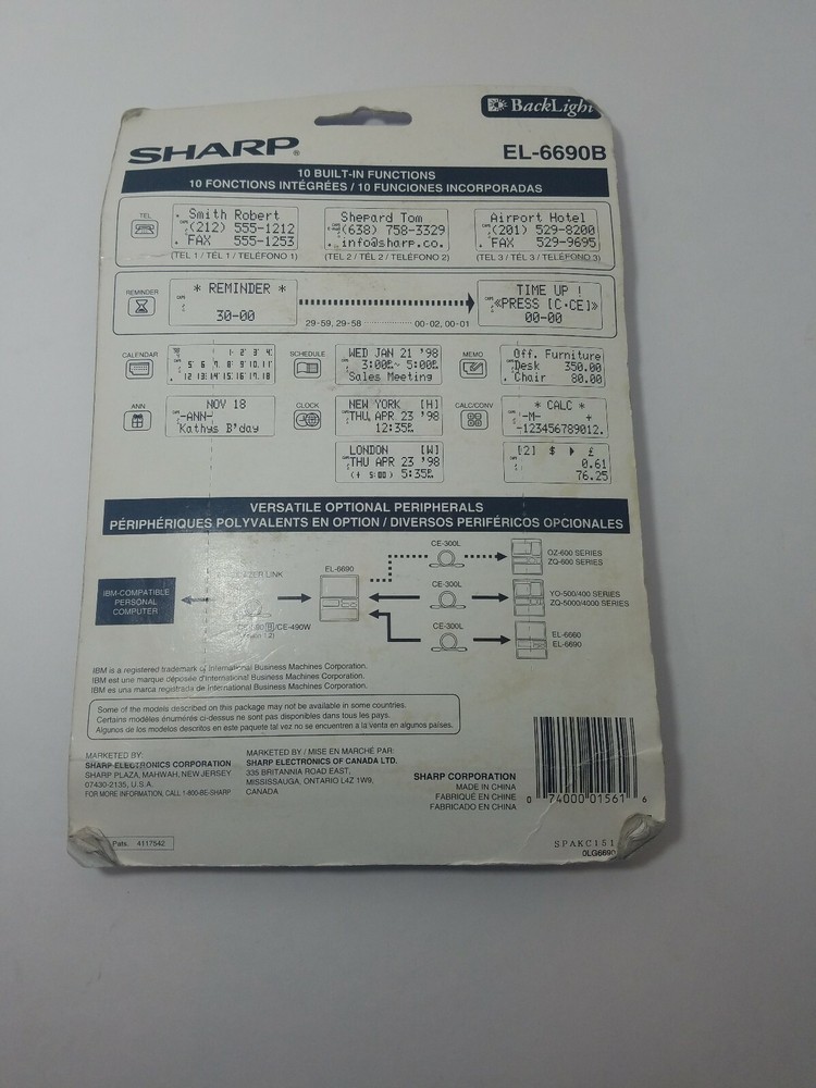 SHARP EL-6690B Memo Master Electronic Organizer 64KB NEW Damage On Package