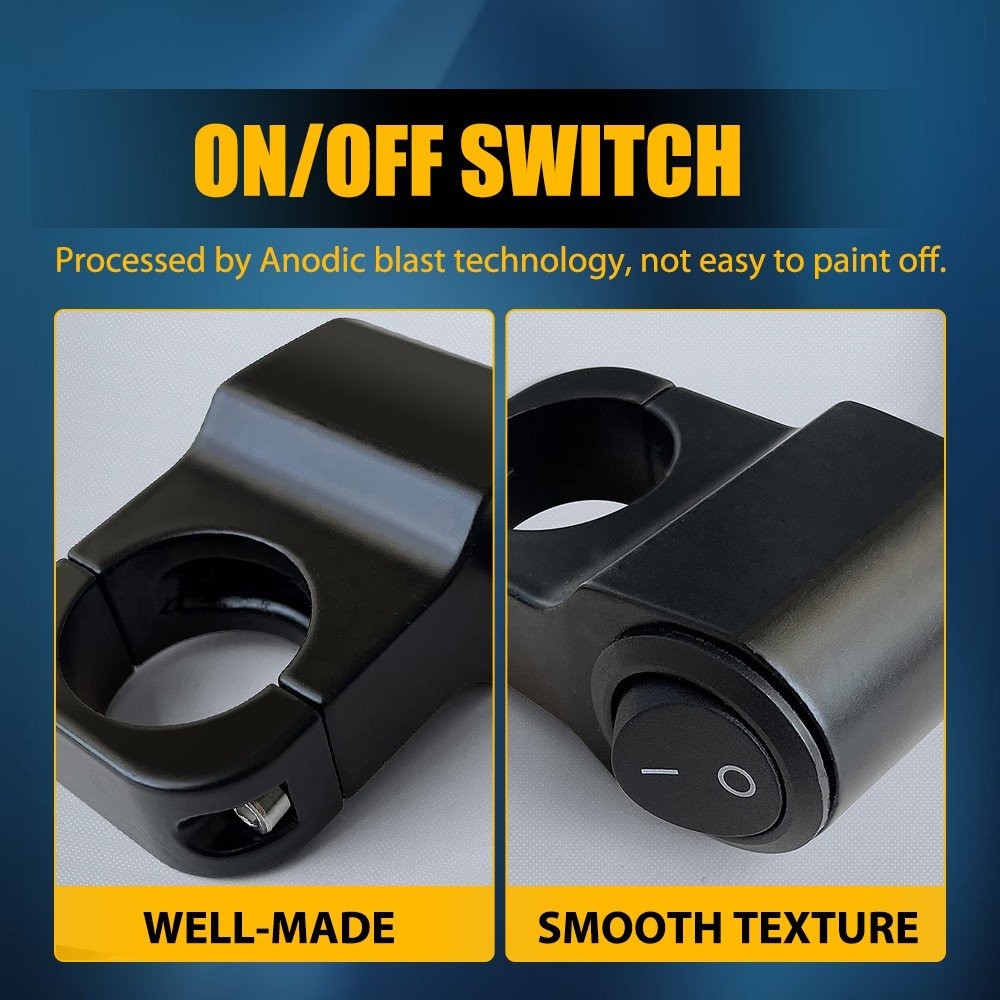 Handlebar Switch Plug and Play Button Push ON OFF Swithces Fits For 7/8" Handle